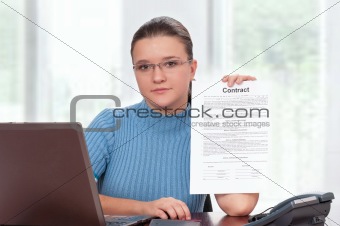 Businesswoman with contract