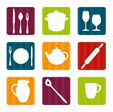Colorful kitchen tool icons