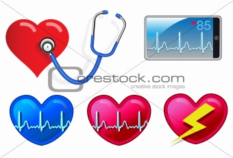 Heart beat monitoring devices and icons