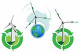 Icons of windmill turbines for environmentally clean power