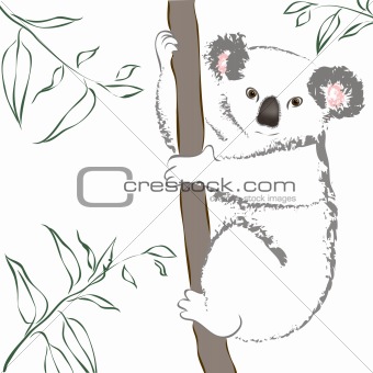 Vector illustration of cute gray koala bear