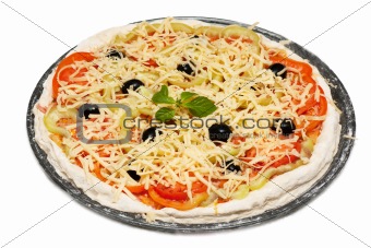 Uncooked vegetarian pizza