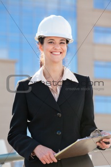 Woman working in construction