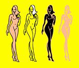 beautiful nude woman silhouettes vector sketch emblems