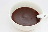 Chocolate pudding / custard / jelly in white bowl