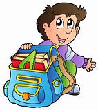 Cartoon boy with school bag