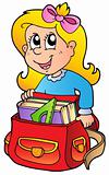 Cartoon girl with school bag