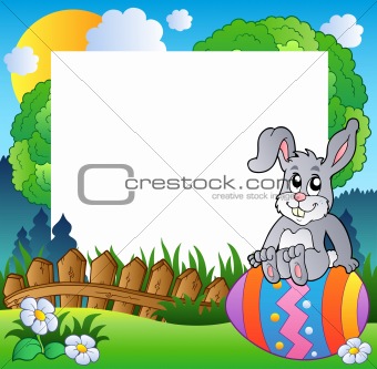 Easter frame with bunny on egg