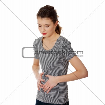 Teen woman with stomach issues