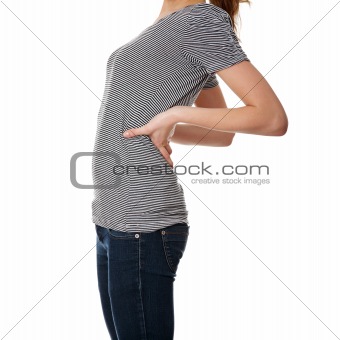 Teen student woman with back pain