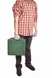 man holding toolbox in hand