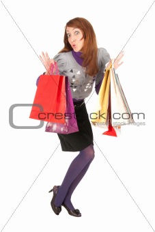 young woman with bags