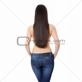 Back of young woman with long hairs
