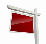 Blank Red Real Estate Sign Isolated on a White Background with Clipping Path.
