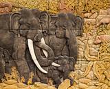 Three carved Thai Elephant