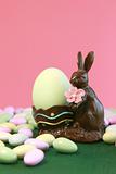 Chocolate Easter Bunny Holding Egg