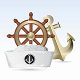Sailor Hat with Steering Wheel and Anchor