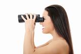 Young woman with binocular