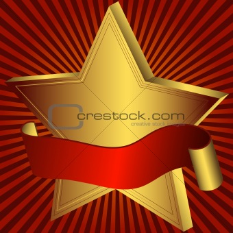 Gold star with red ribbon