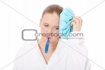 Young woman having flu