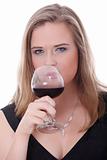 Elegant woman with glass red wine 