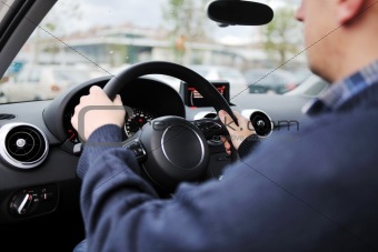 man using car navigation