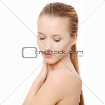 Portrait of beautiful woman before spa treatment