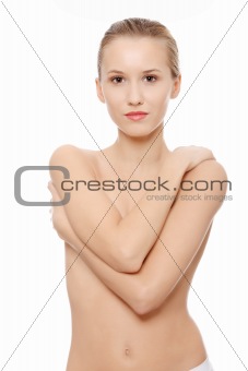Beautiful blond woman before spa treatment