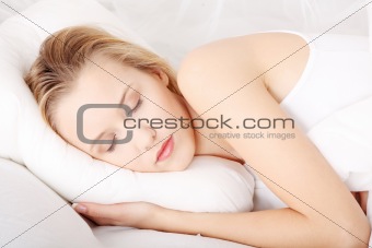 Portrait of young beautiful sleeping woman