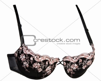 Black bra with silk rose