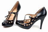 Black feminine loafers on high heel