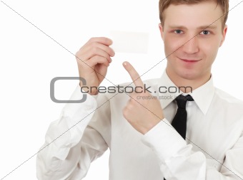 Man holding a card