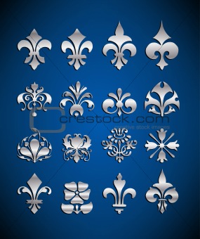 Silver Floral Design Elements.