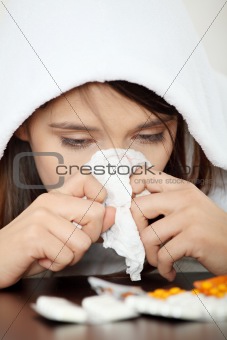 Sick young woman