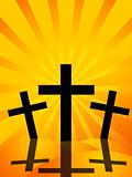 Good Friday Easter Day Crosses Sun Rays Background