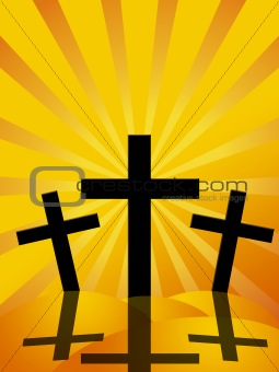 Good Friday Easter Day Crosses Sun Rays Background