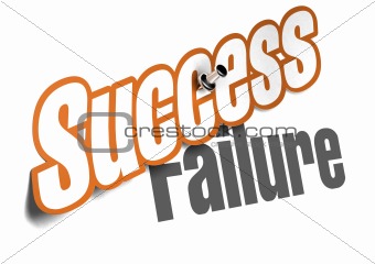 success vs failure over white - coaching concept