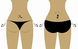 Bikini bottom and graceful cat tattoo for your design, view back