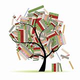 Books library on tree branches for your design