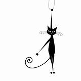 Funny black cat for your design 