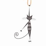 Funny grey striped cat for your design 