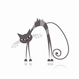 Angry grey striped cat for your design 