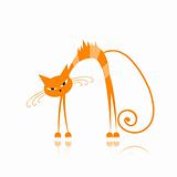 Angry orange striped cat for your design 