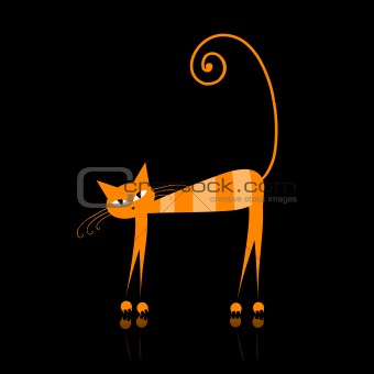 Funny orange striped cat for your design 
