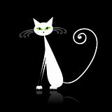 Funny white cat for your design  