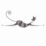 Graceful grey striped cat for your design 