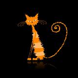 Funny orange wet cat for your design 