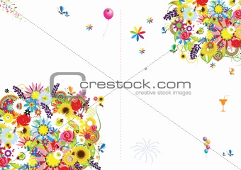 Cover of gift card, floral frame with place for your text