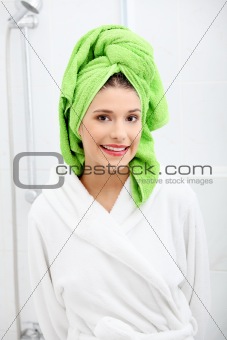 Young woman after bath or shower 