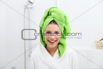 Young woman after bath or shower 